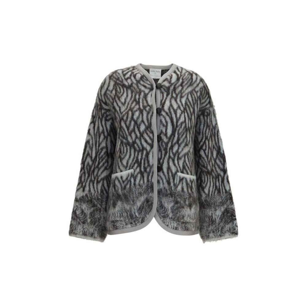 Forte_Forte Women Heron Feather Motif Brushed Cardigan